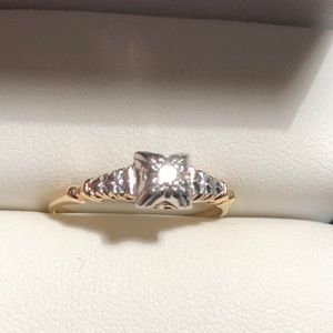 💍Antique Art Deco 14K Two Tone Diamond Ring